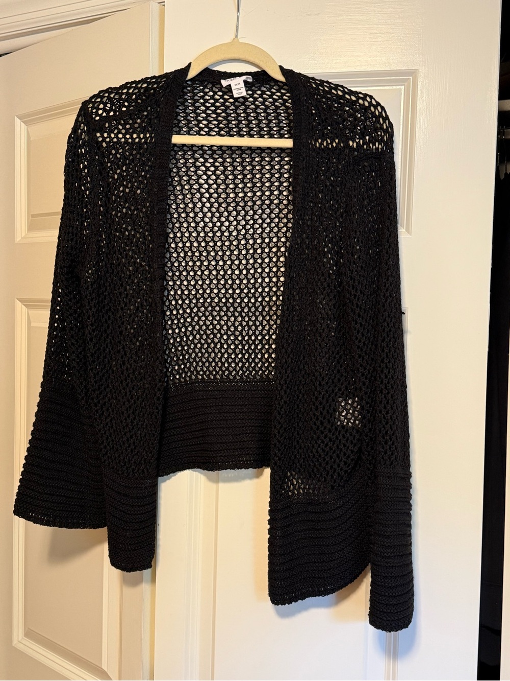 Tribal Jeans Lightweight Black Open-Knit Women's Sweater Cardigan